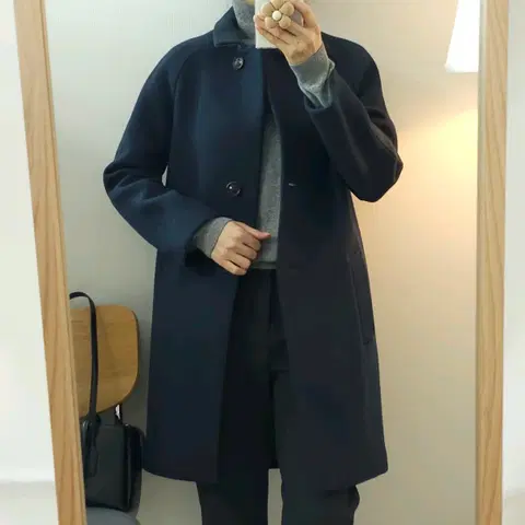 (90)빈폴 여성 울 맥코트 네이비 베이직 캐주얼 W1540