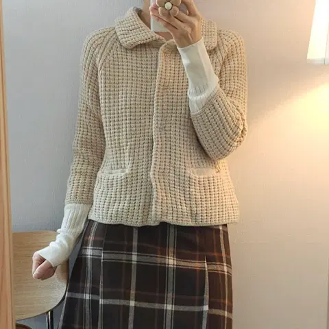 (F)JPN ATELIER SIX 울 카라 니트 가디건 L1W1469