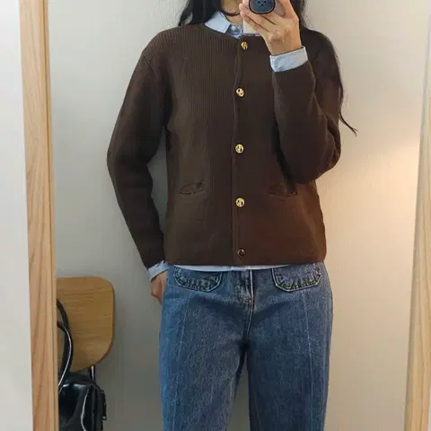 (L)일본 RUE de la MODE 골지 울가디건 브라운 W1583