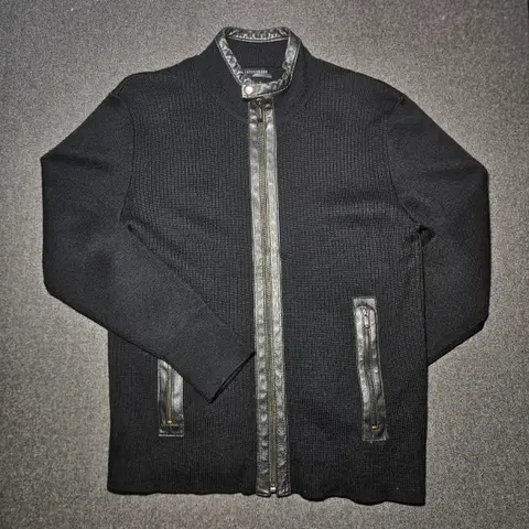 INTERMEZZO 소가죽 니트 집업 100