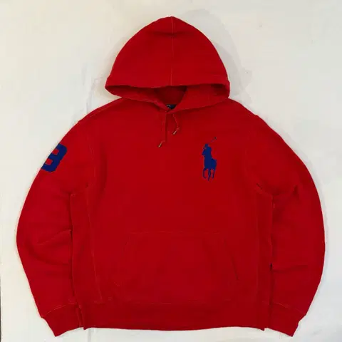 폴로 랄프로렌 빅포니 와플 후드티 버건디 레드