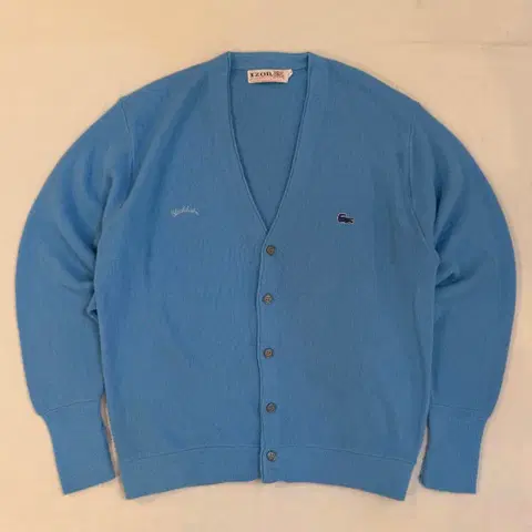 60s IZOD 라코스테 아카이브 스카이블루 아크릴 가디건