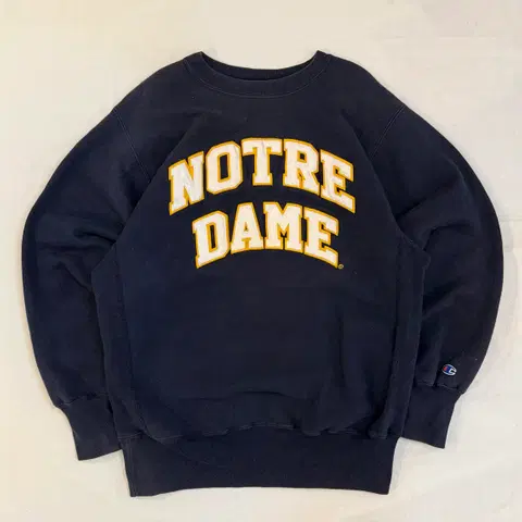 90s 챔피온 리버스위브 노트르담 스웻셔츠 네이비