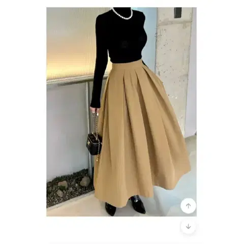 웜인 핀턱 풀 스커트 - 베이지,M