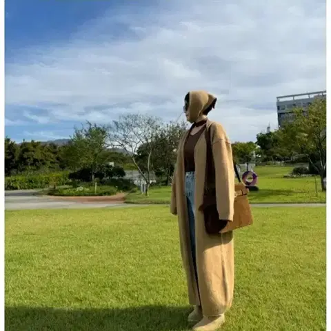 메르시 롱 가디건 세트 - 베이지,머플러포함