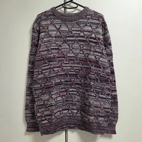 일본 빈티지 스퀘어패턴 니트 스웨터 L(100)