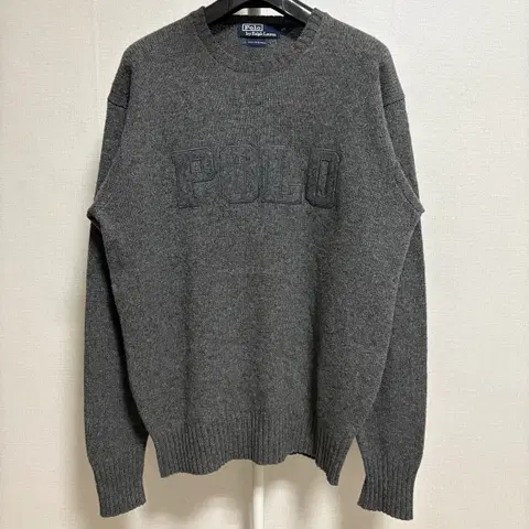 폴로 랄프로렌 스펠아웃 로고 라운드 울 니트 / 그레이, 95