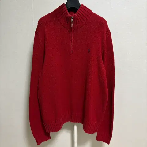 폴로 랄프로렌 코튼 반집업 니트 / 레드, L