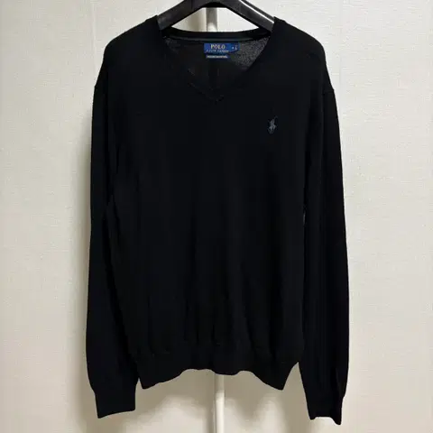 폴로 랄프로렌 워셔블 메리노울 V넥 니트 / 블랙, M