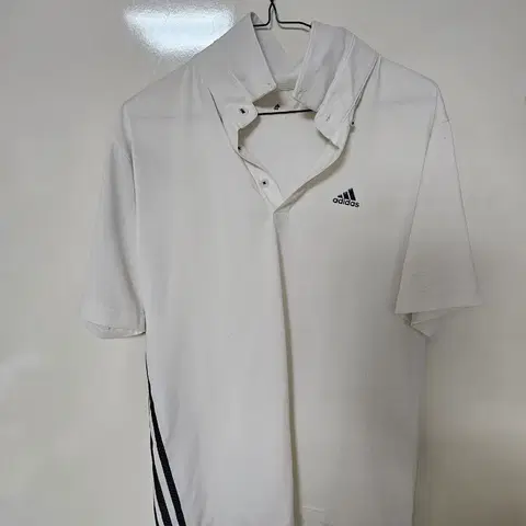 아디다스 화이트 삼선 카라티 L