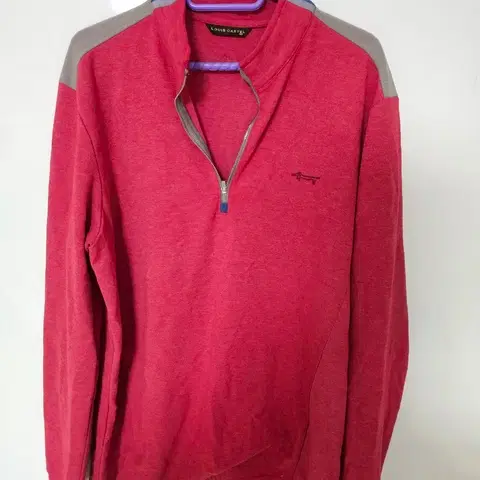 루이 카스텔 레드 하프집업 티셔츠 L