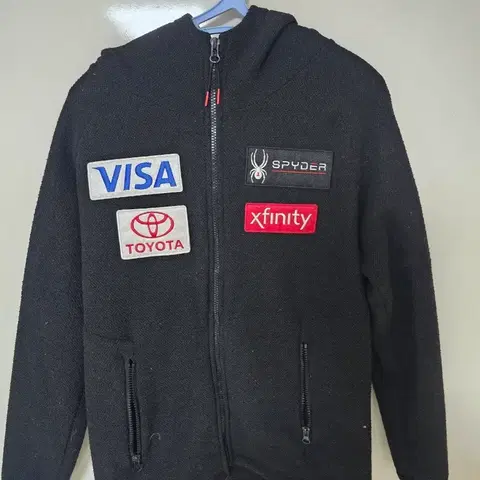 스파이더 블랙 후드집업 패치 m