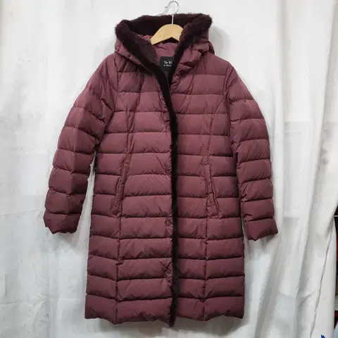 벨라디터치 버건디 덕다운 밍크 렉스퍼 패딩 코트