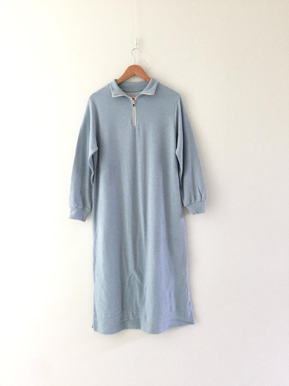 (새) 소라색 피치기모 롱 원피스