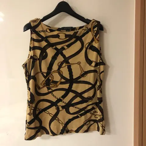 로렌 랄프 로렌 벨트 프린트 슬리브리스 울 실크 민소매 나시 슬리브리스