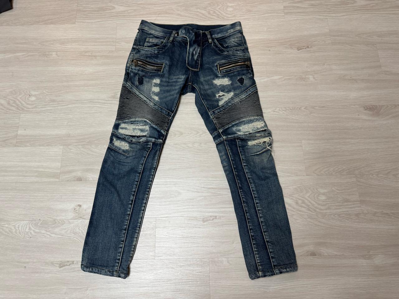 [31인치] 발망 스타일 남성 바이커 데님 팬츠