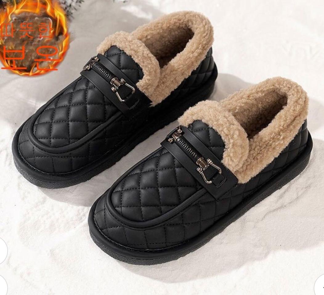 퀼팅 털 안감 로퍼 블랙 230~250까지