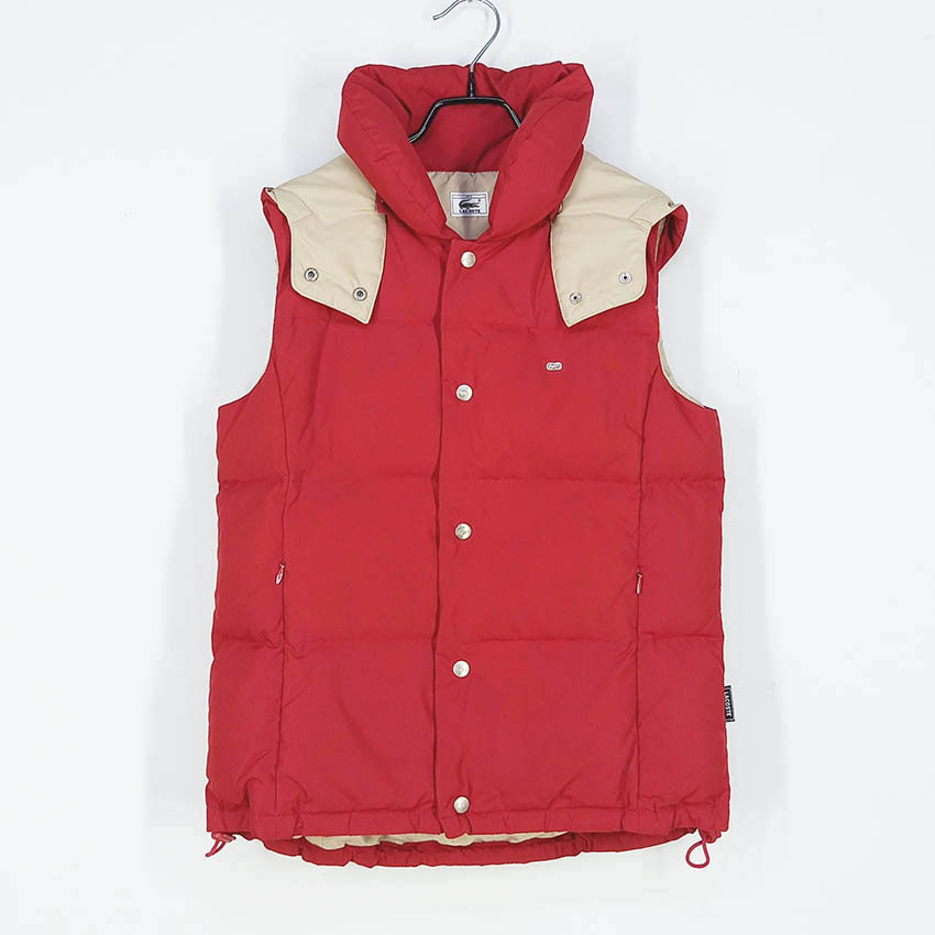 라코스테 여 실버메탈 스냅버튼 덕다운패딩조끼 레드 (HU41912)