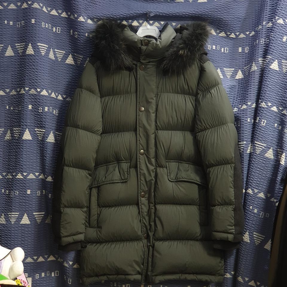 커스텀옐로우. 라쿤퍼후드(탈착)   다운 패딩