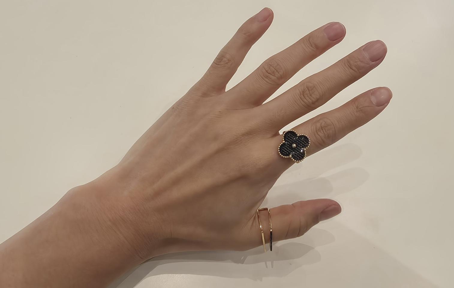 18k핑크골드_블랙꽃 반지