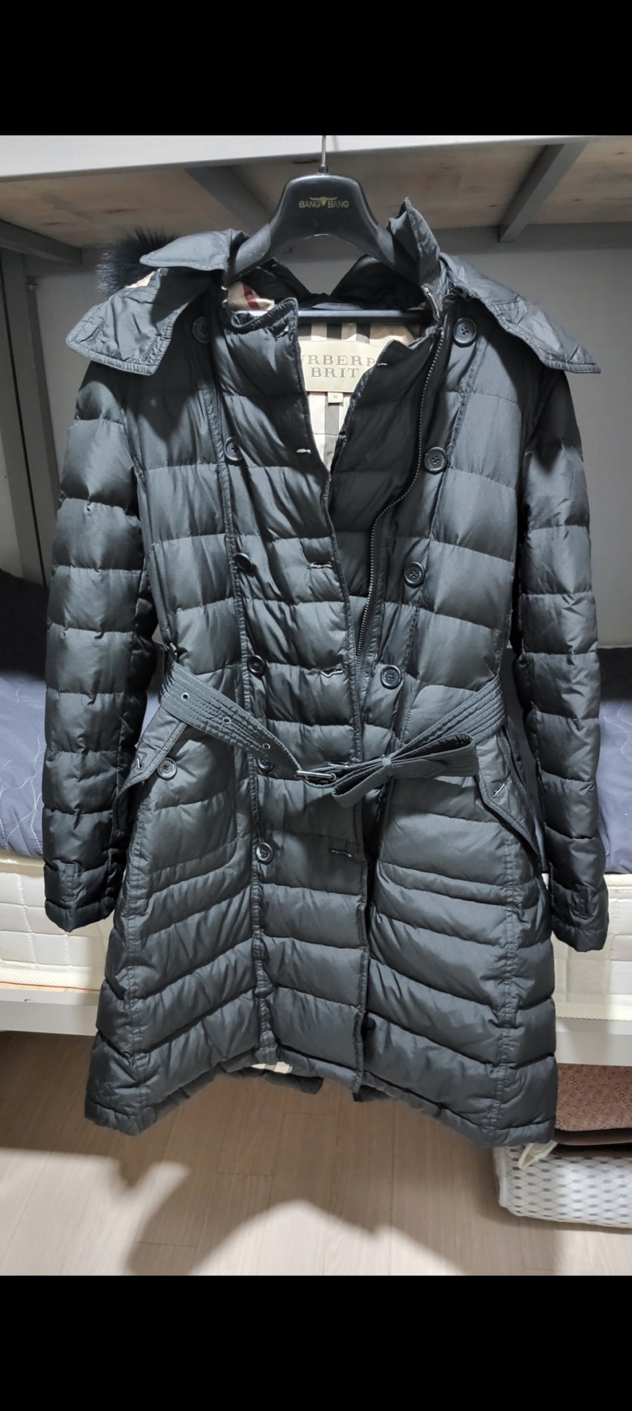 버버리 브릿여성후드벨티드패딩자켓XL(66~77)정품
