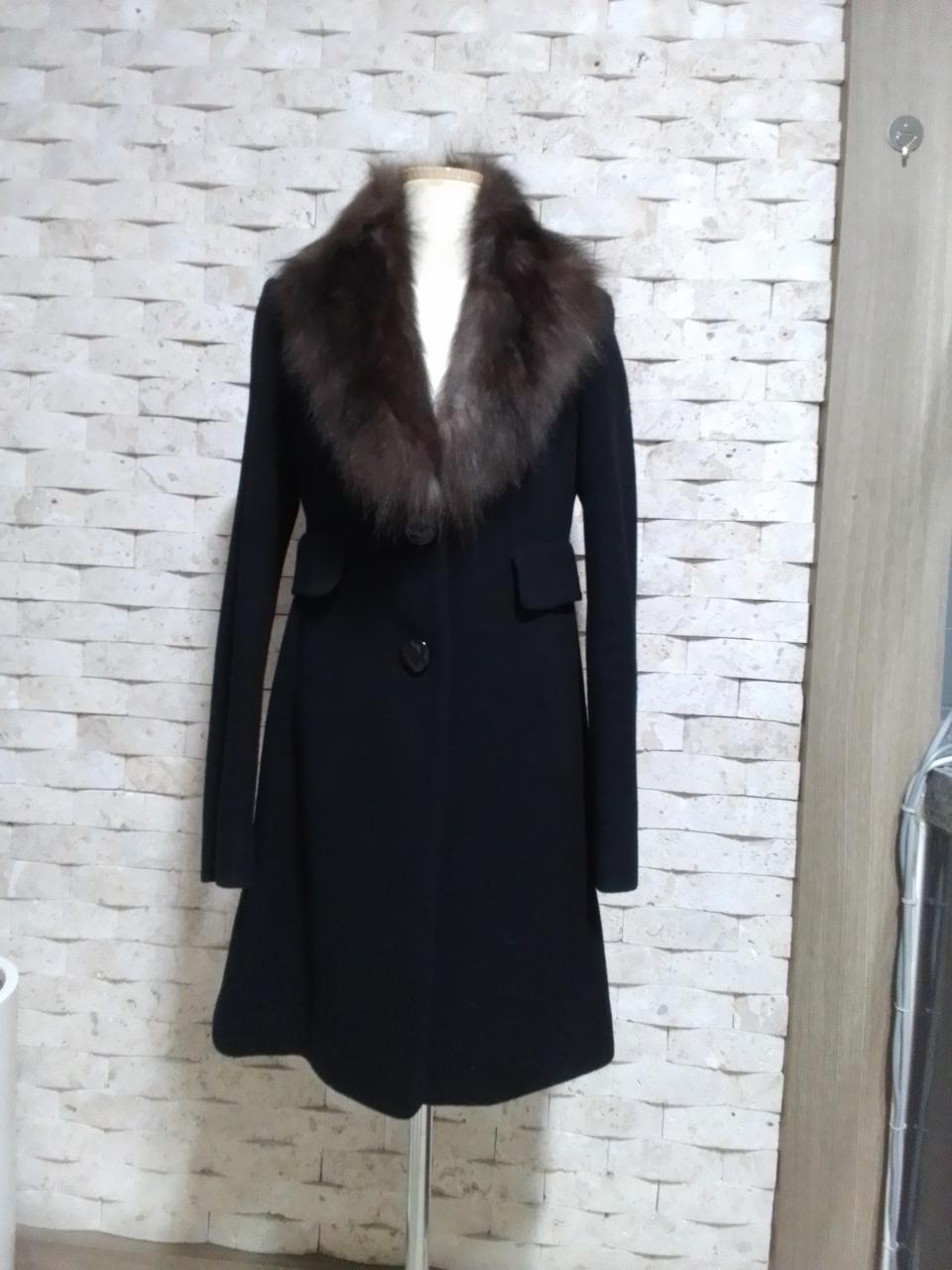 SOUP 블랙 퍼 롱 코트