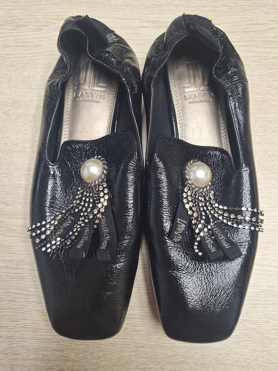 랑방 블랙 에나멜 플랫 슈즈240(택포)