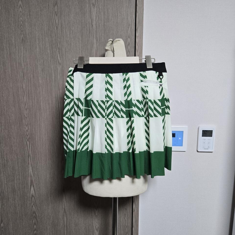 PXG 피엑스지 골프 그린 깅엄 체크 밴딩 플리츠 스커트 m