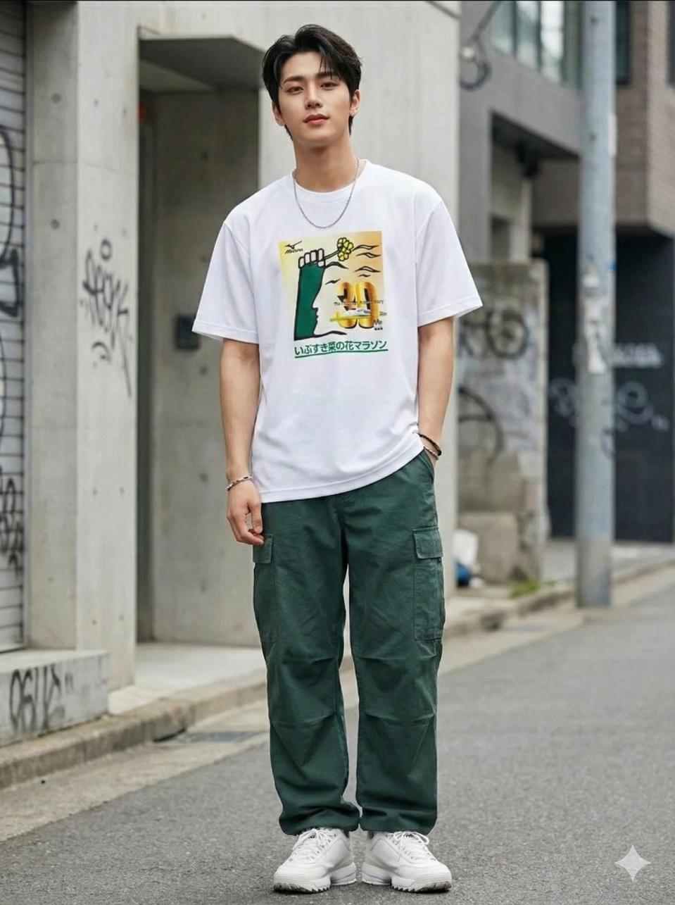 미즈노 이부스키 나노하나 마라톤 30주년 기념 화이트 티셔츠_L