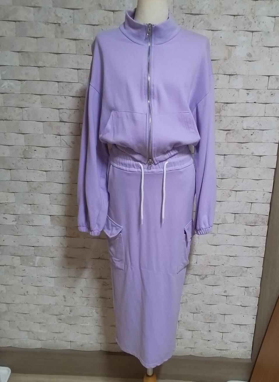 스타일리쉬한 치마  집업세트 트레이닝복 투피스세트 퍼플