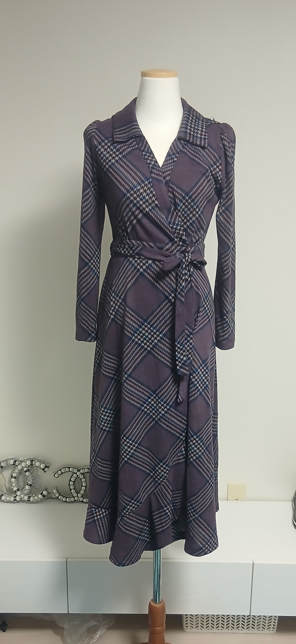 체크 랩 원피스 //새수준