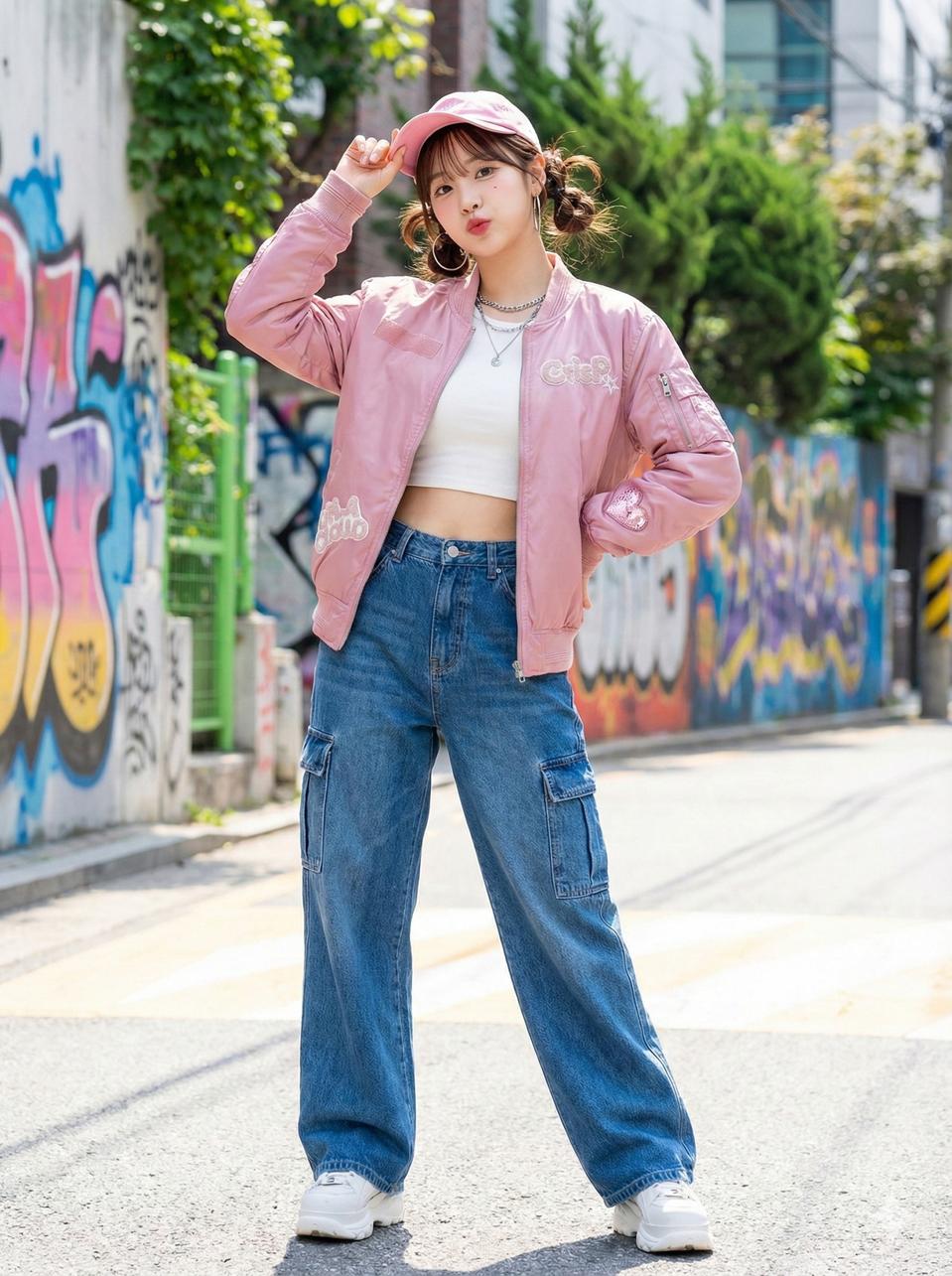 Frank Stone 핑크색 봄버 자켓_90