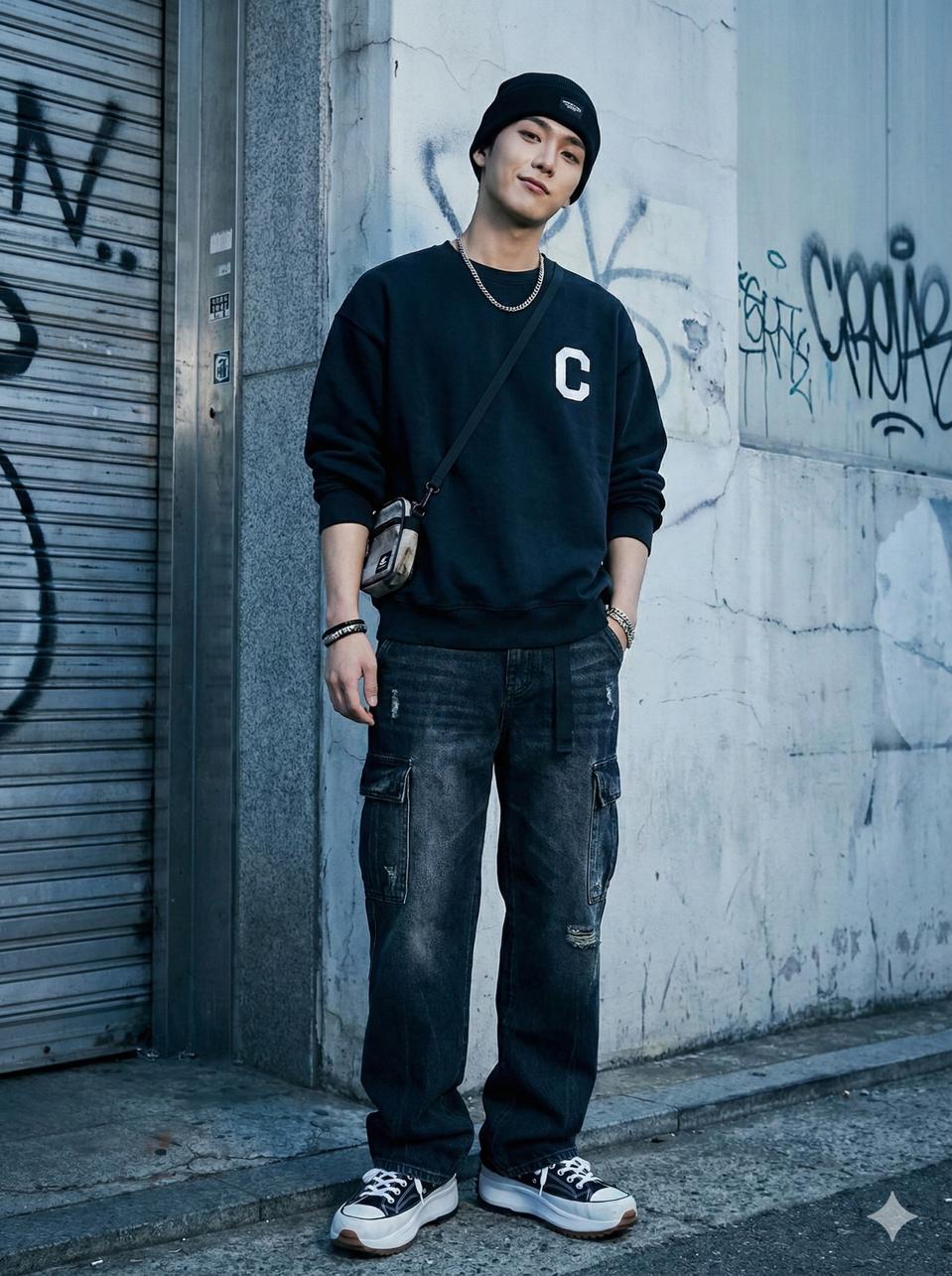 Covernat C로고 블랙 맨투맨_M