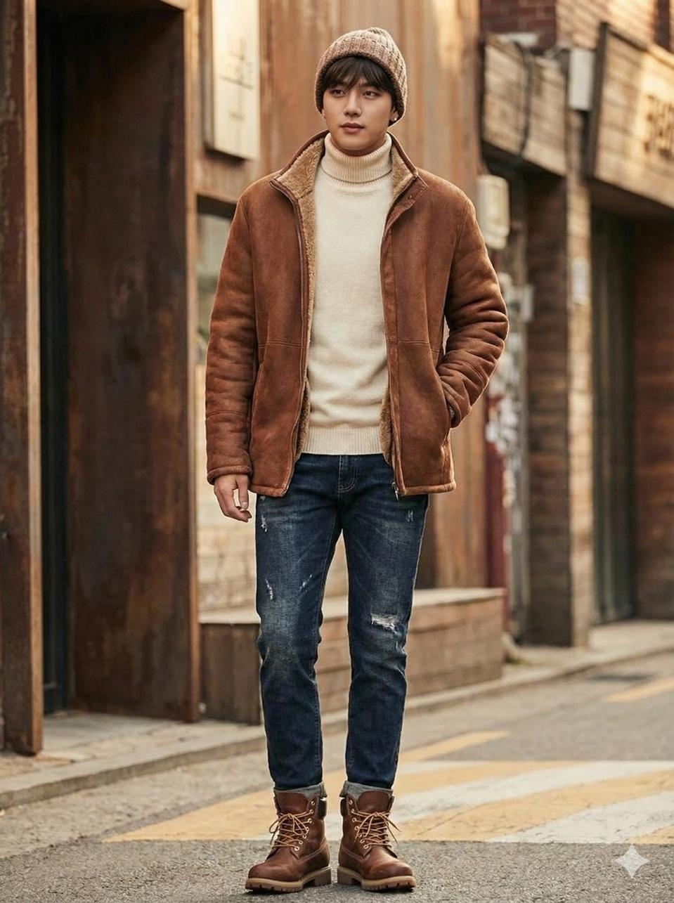 까르뜨블랑슈 브라운 천연 양가죽 자켓_100