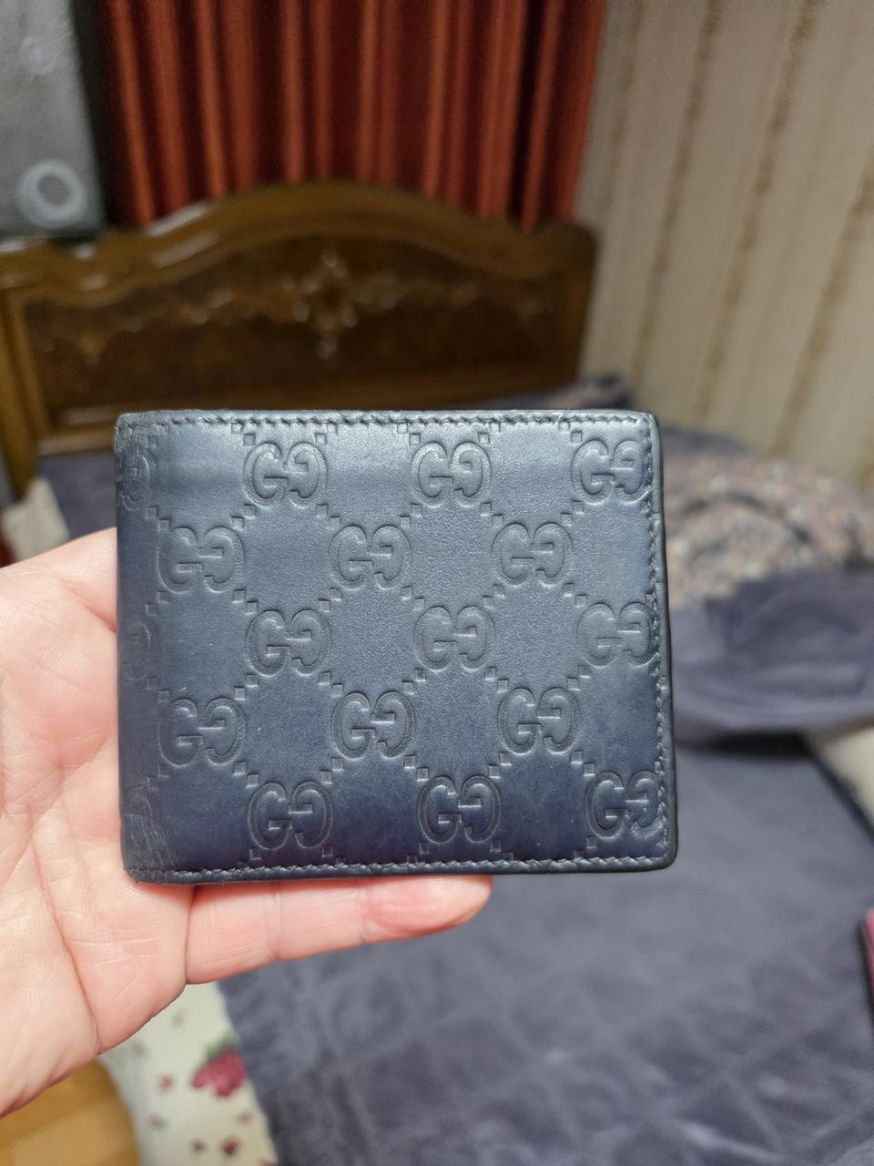 (정품) 구찌 시그니처 시마반지갑/365466/네이비 색상/개인