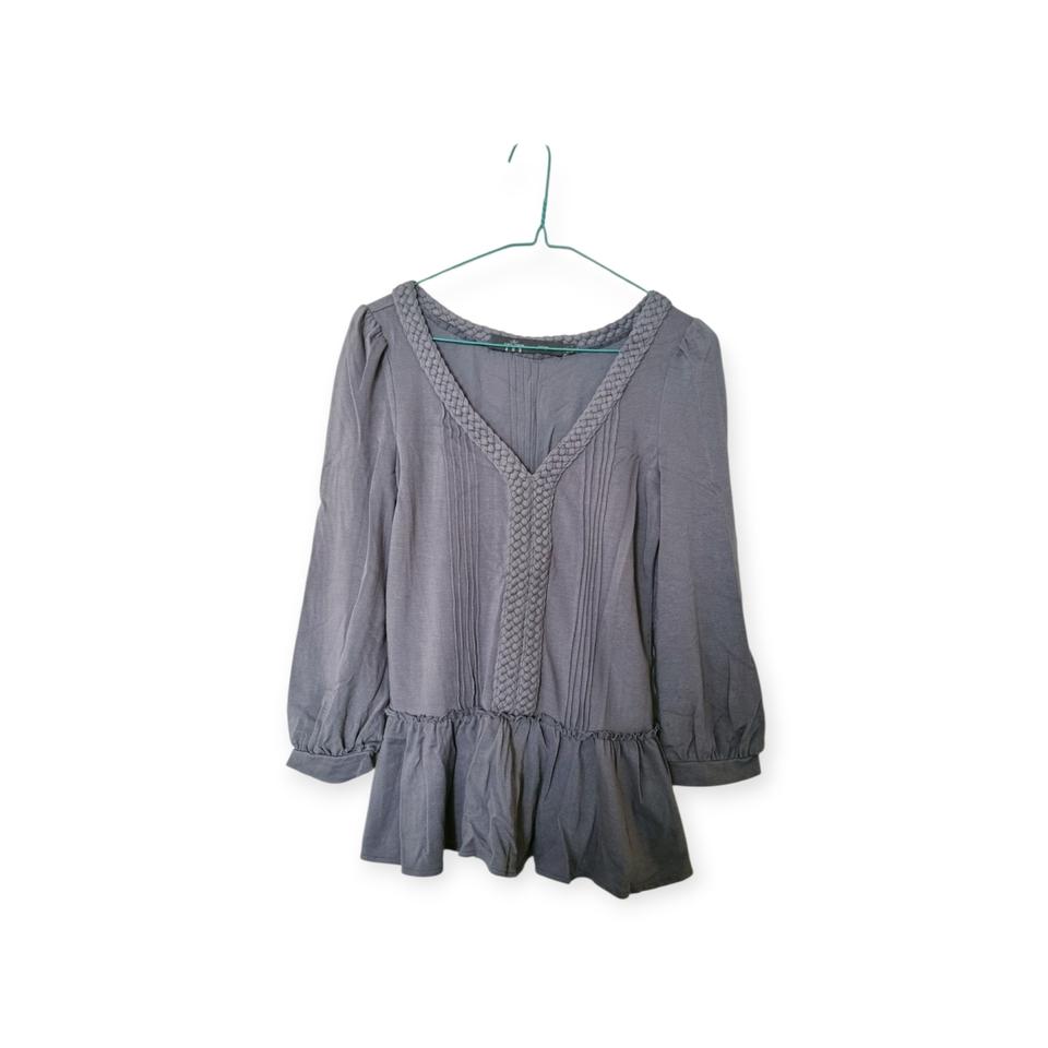 V넥 프릴 튜닉 블라우스