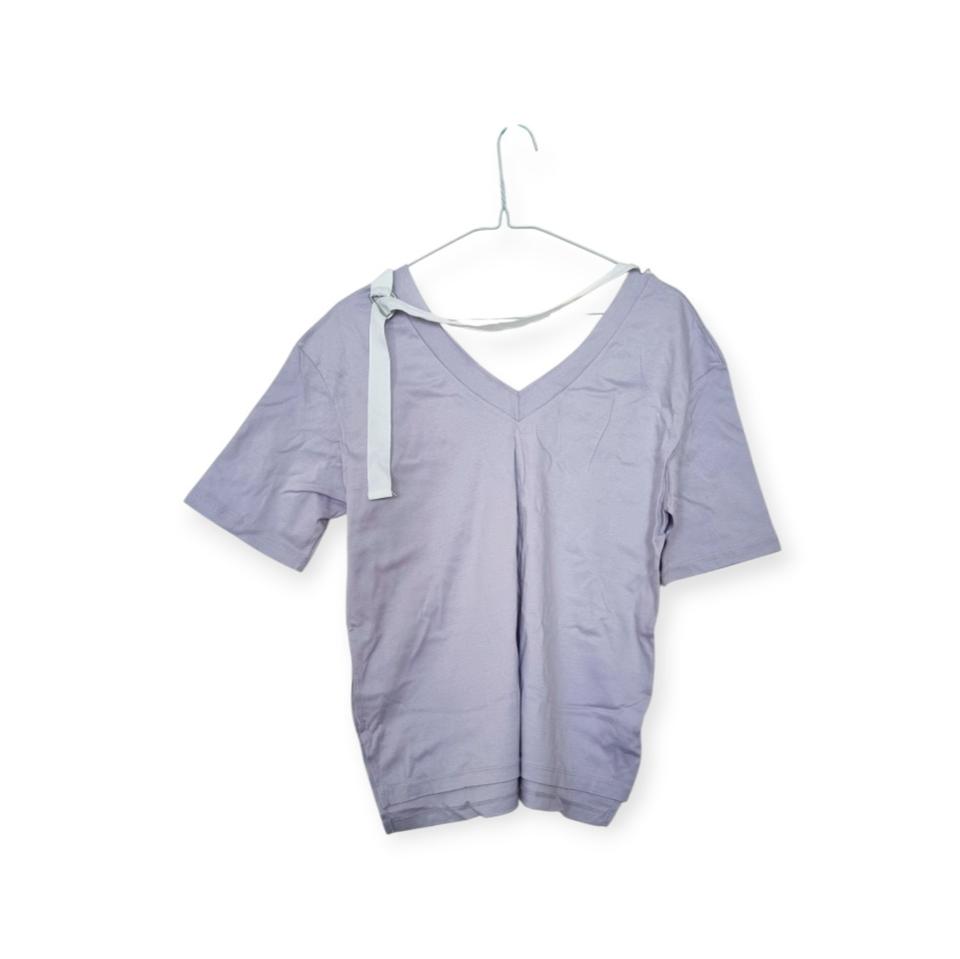[미착용] 퍼플 브이넥 반팔티셔츠