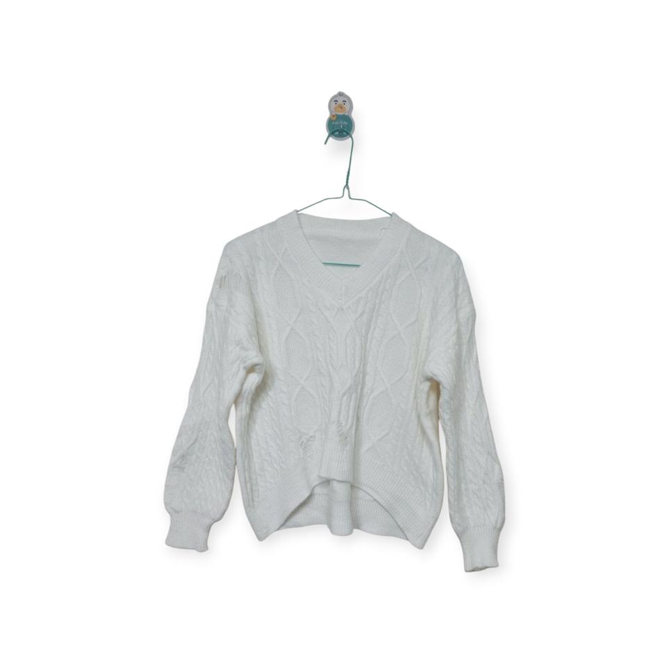 [미착용] 브이넥 꽈배기 니트