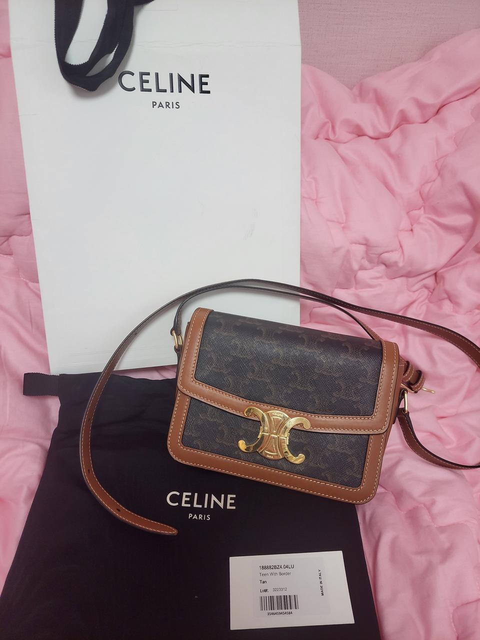 정급)급처상태좋음최저가!셀린느 탠 트리옹프 캔버스 틴 크로스백트리오페가방