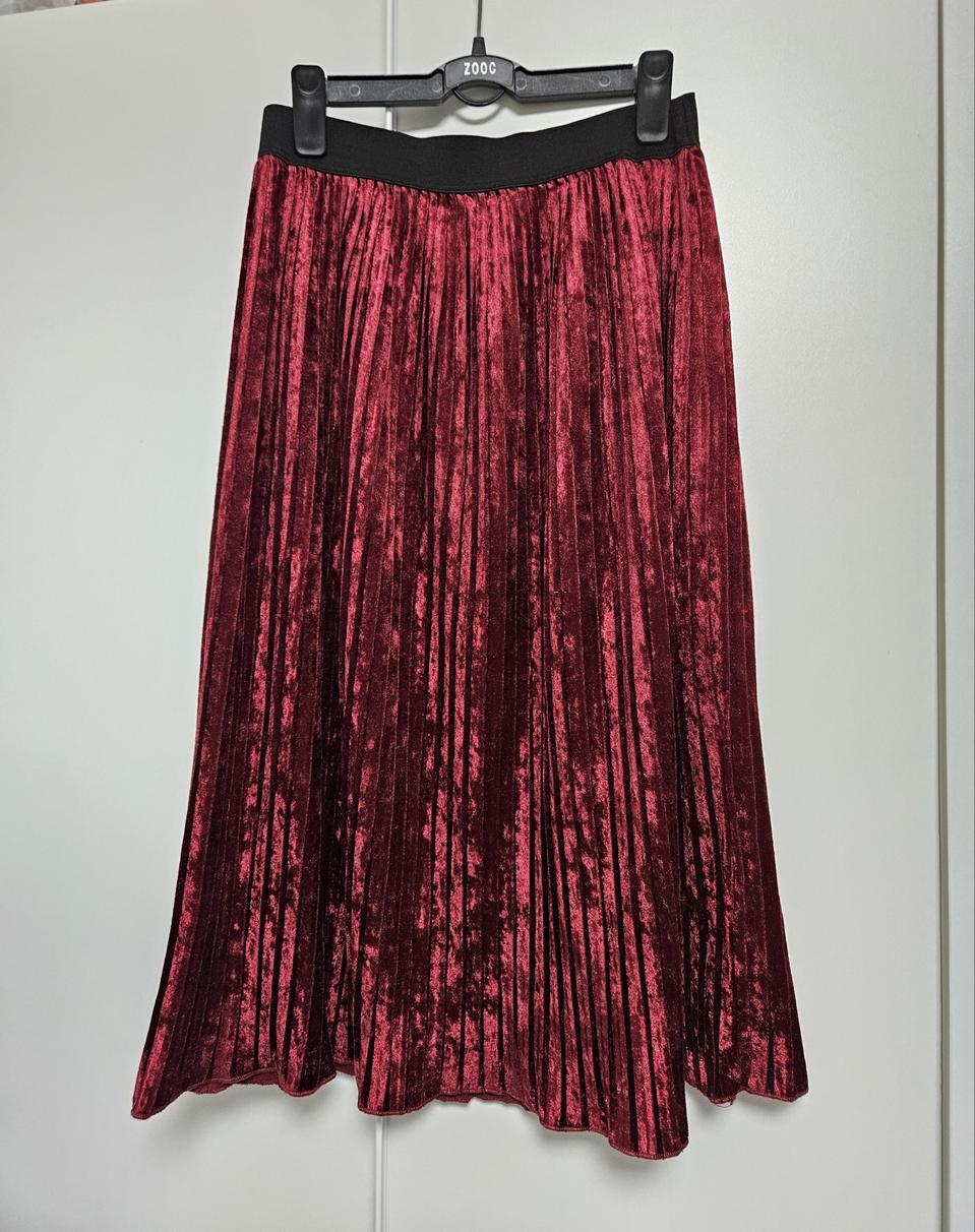 (새상품) 자라 버건디 플리츠 스커트 (28,M)