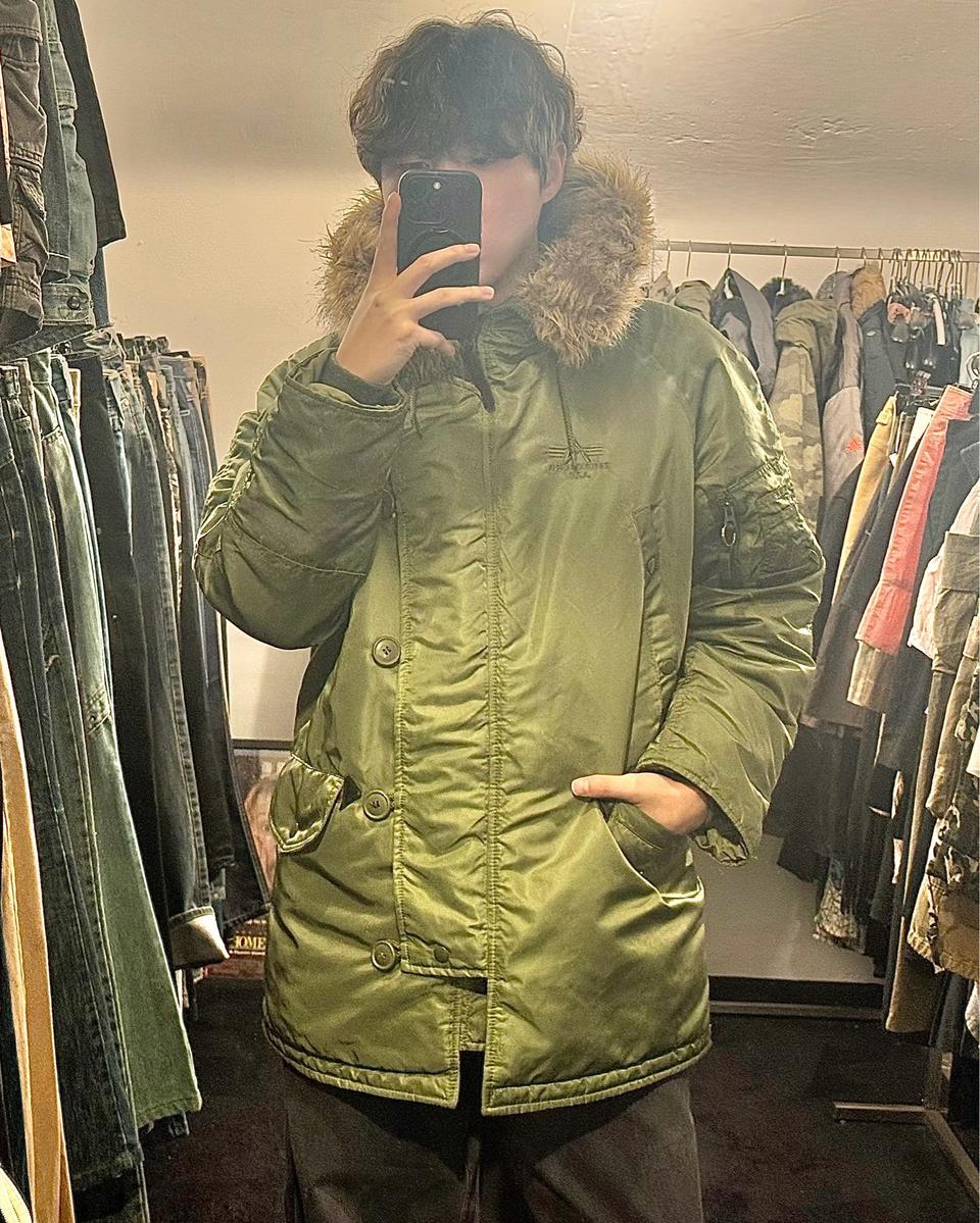 알파인더스트리 N-3B 하이넥 야상 누빔 밀리터리 워크 피쉬테일 털 M