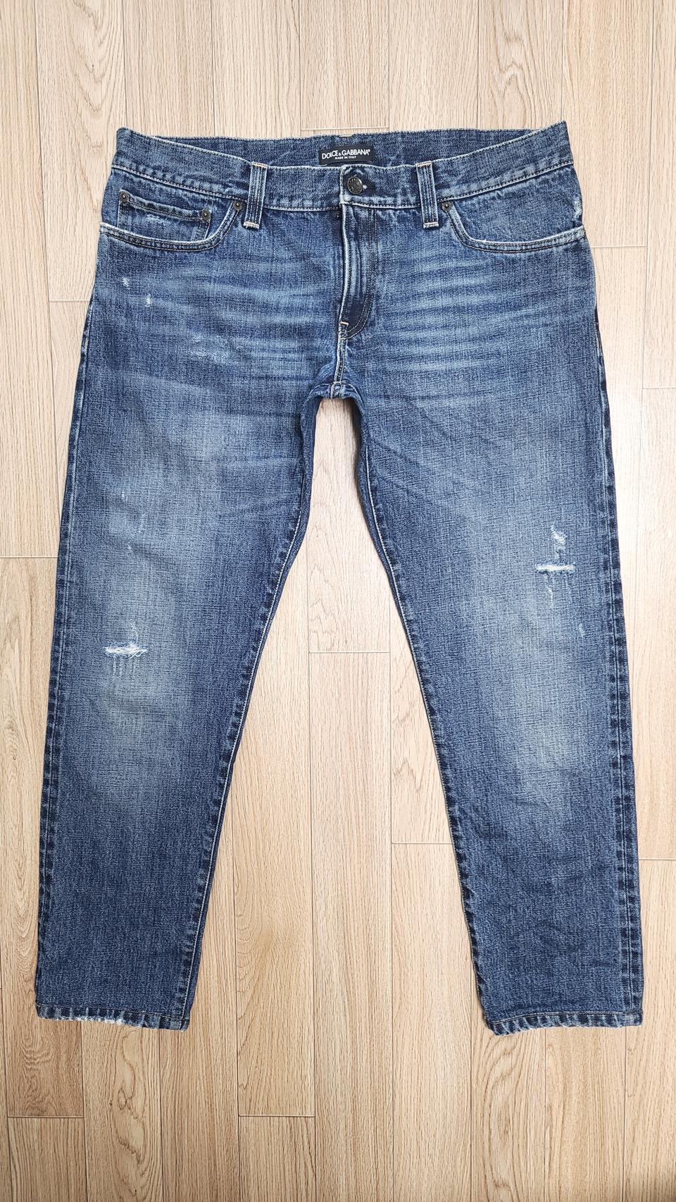 정품 돌체앤가바나 레더패치 슬림진 청바지 50 52