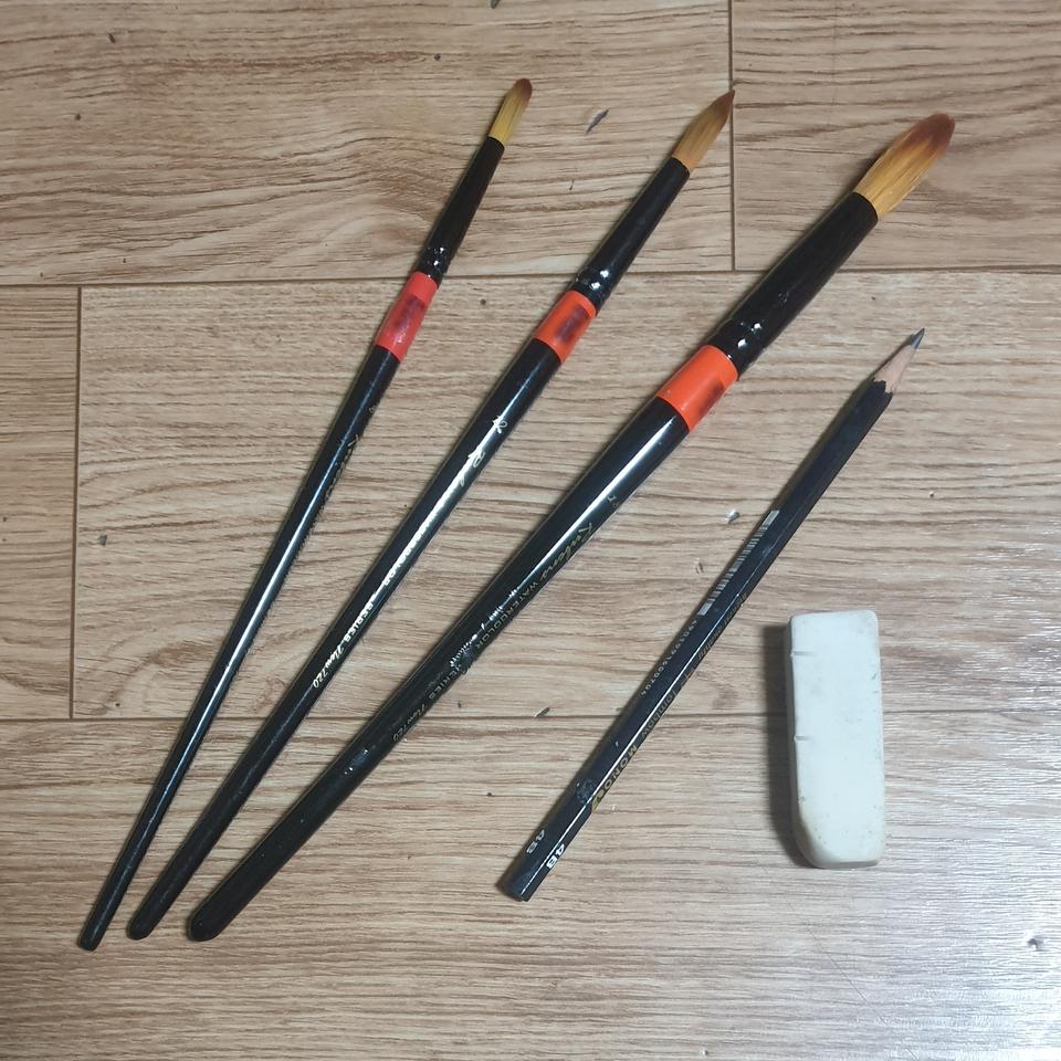 화홍 수채화 붓 3종(8, 12, 18) 미술 그림 연필 톰보지우게 포함