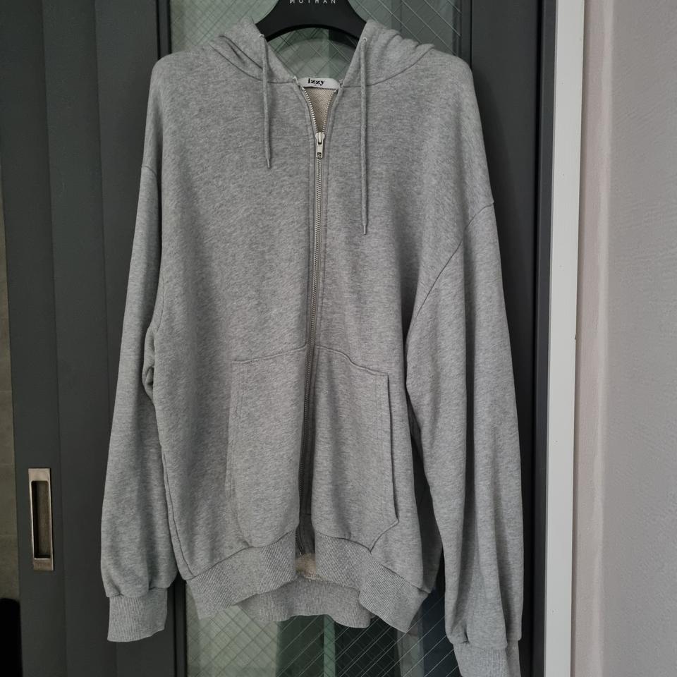 회색 오버핏 후드집업