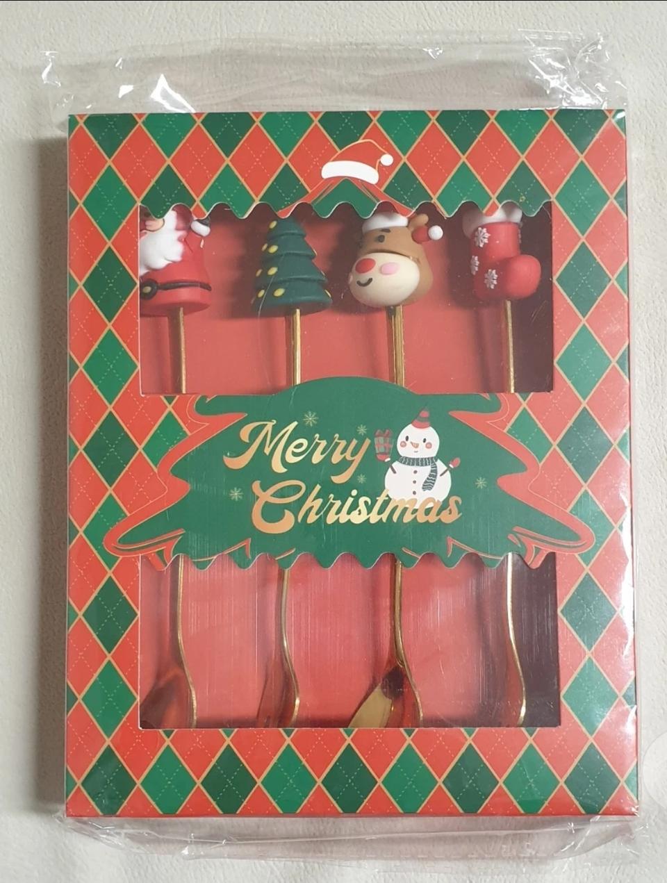 크리스마스 스푼 & 포크 세트 / 디저트용 새상품