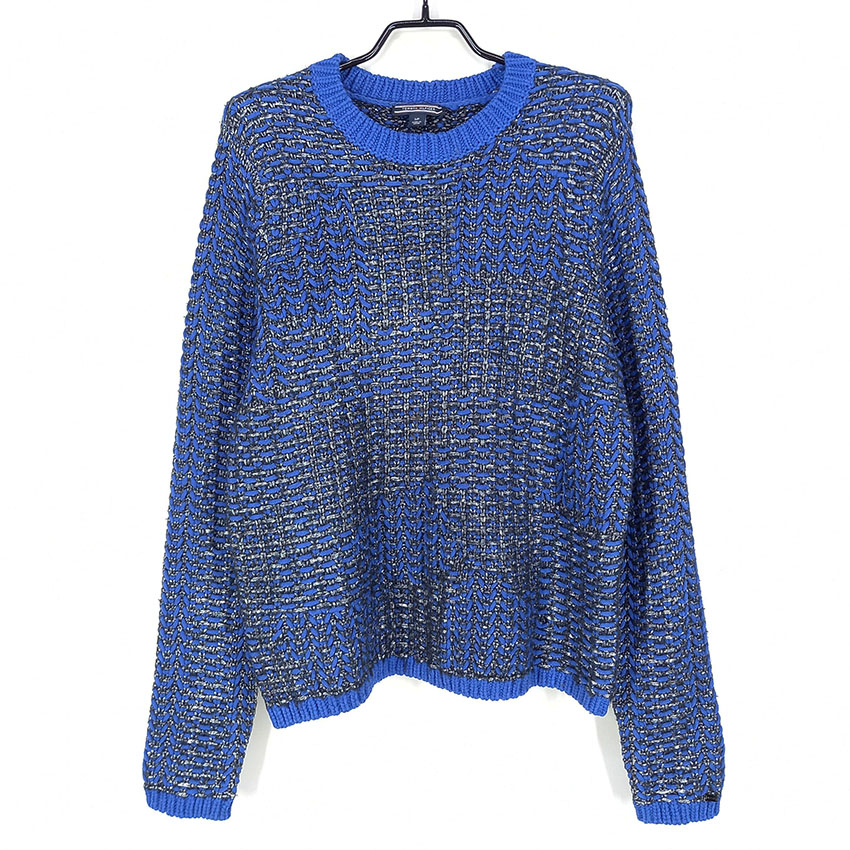 타미힐피거 여 뜨개 배색 라운드니트티 블루S (HU27175) 