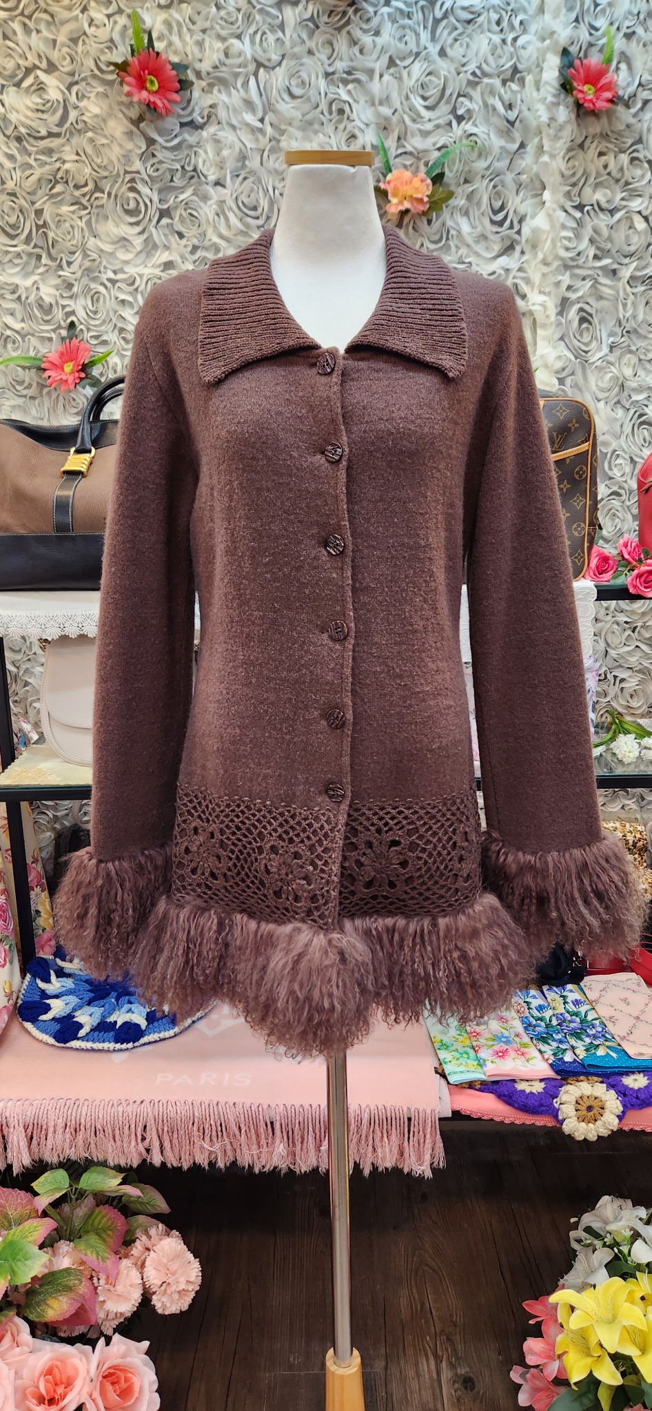 PRIVATE BEACH 모 100% 롱가디건 (양털) (55 66)