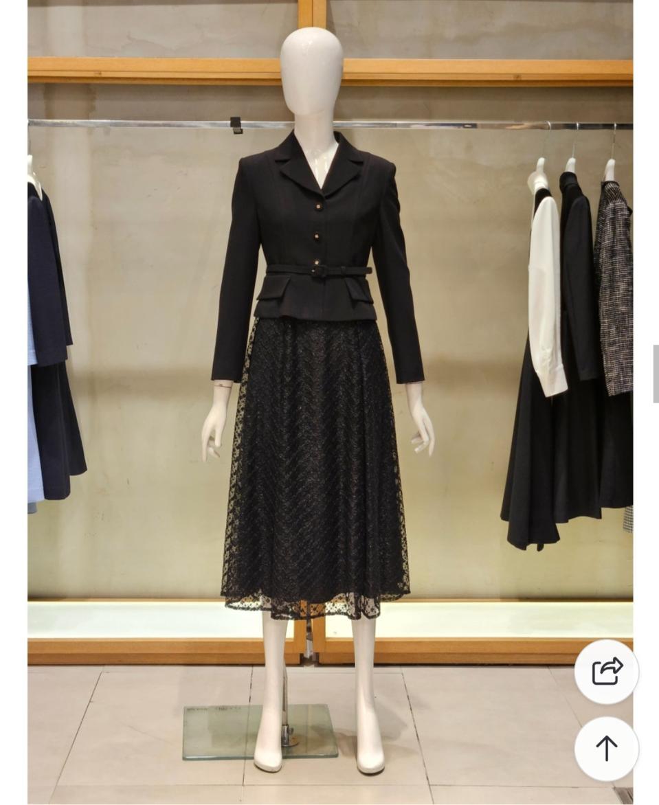 새제품.라인어디션 레이스스커트 원피스 55사이즈.블랙