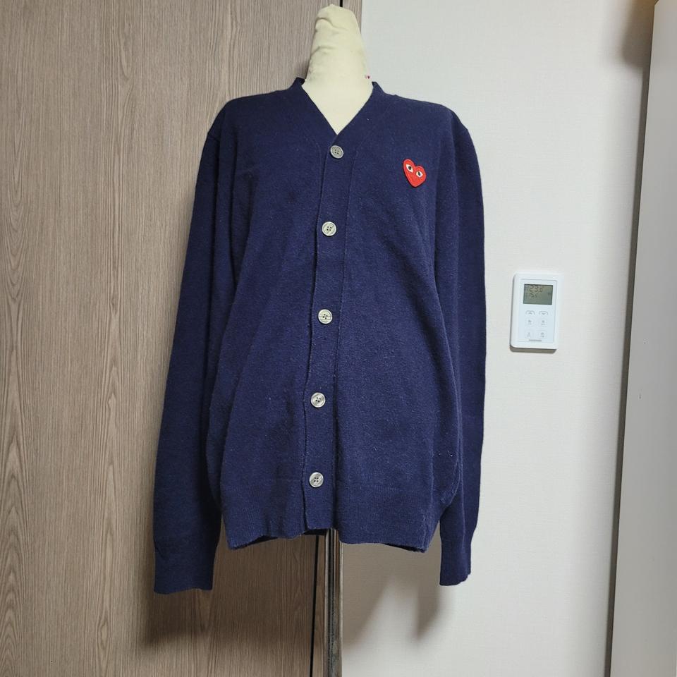 꼼데가르송 네이비 가디건 하트 와펜 L