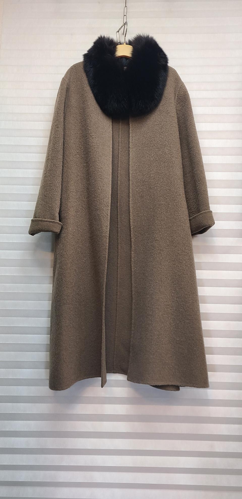 폭스퍼+울알파카 100 벨티드 롱코트